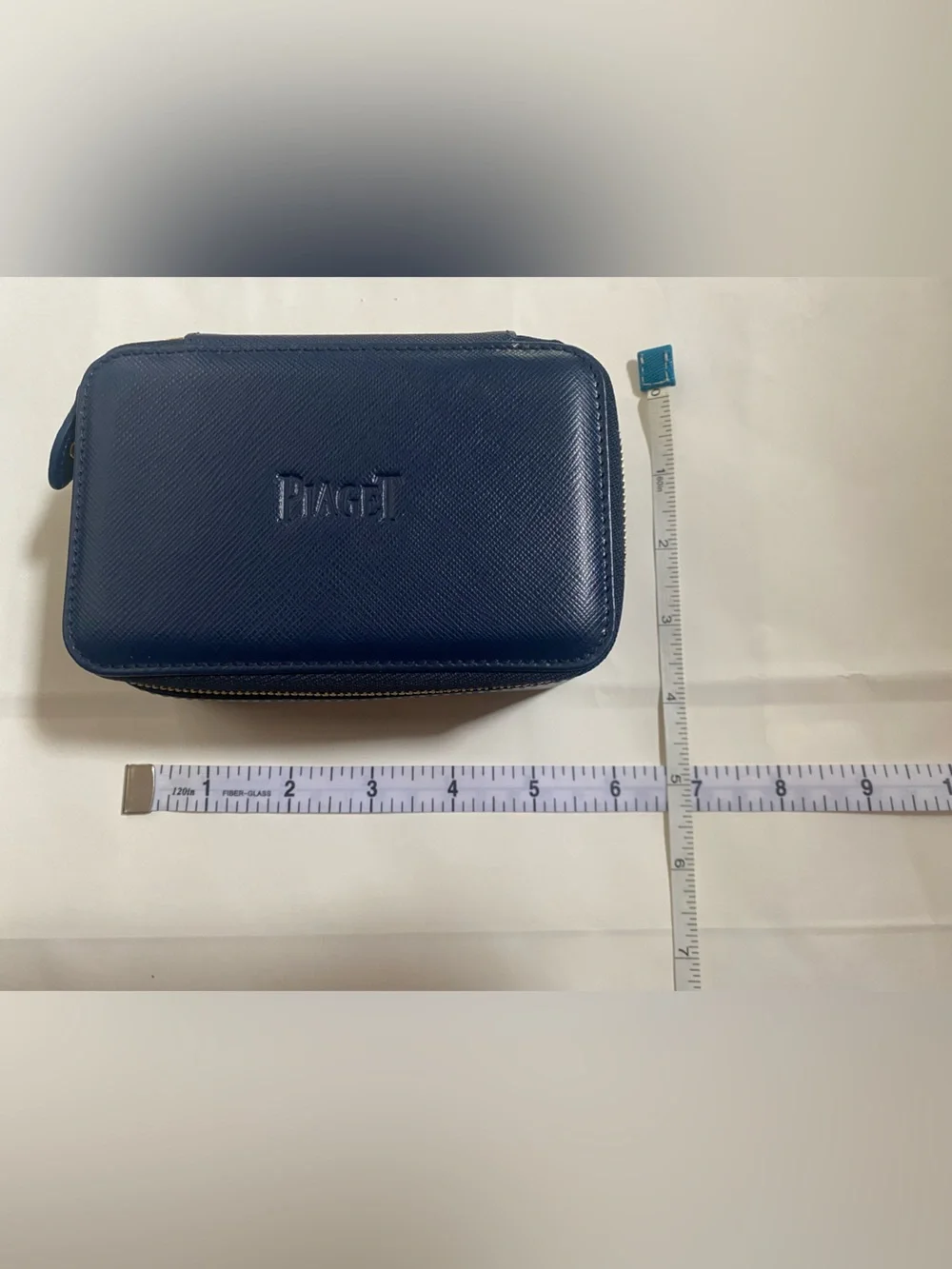 Leather Unisex Navy Leather Zippered Travel Case